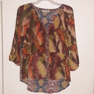 Figueroa & Flowers Boho Print Top